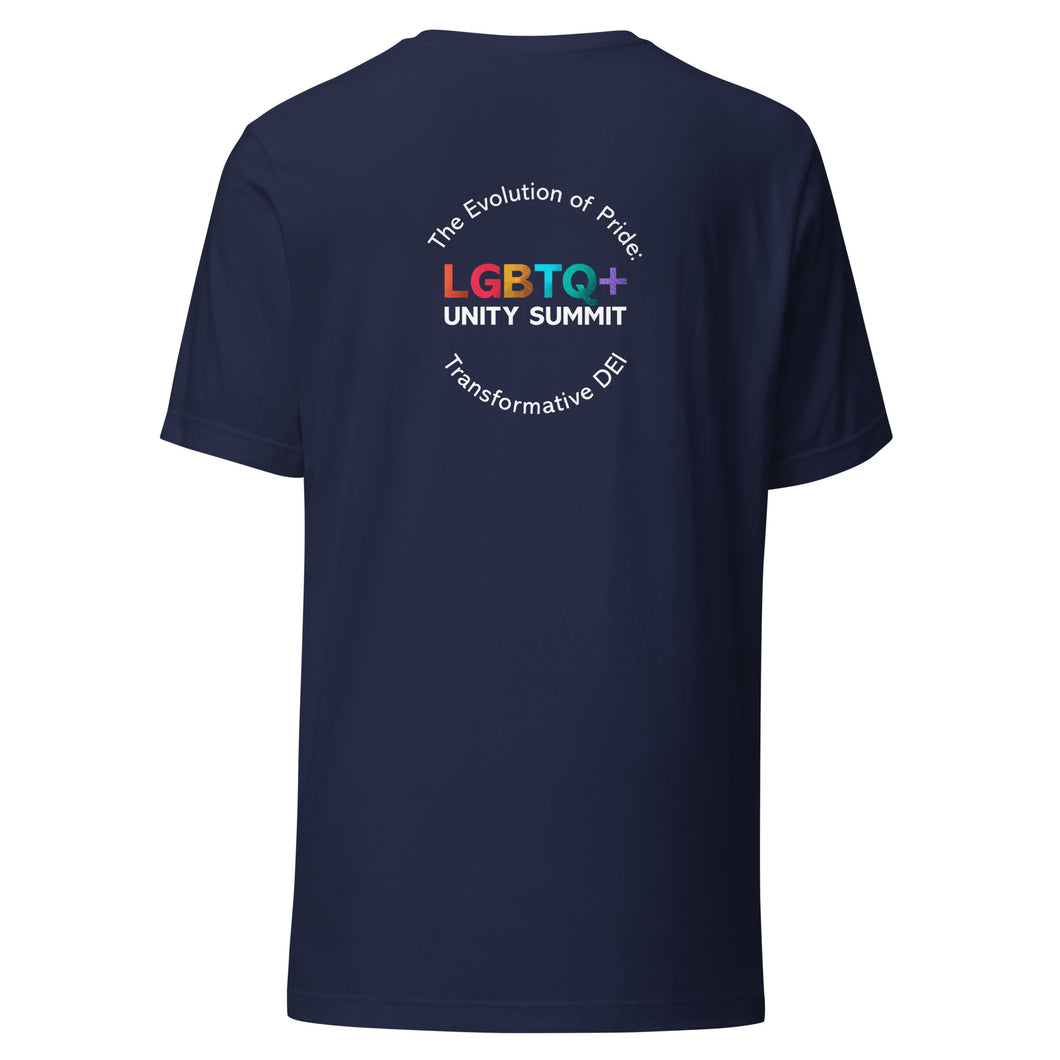 2023 LGBTQ+ Unity Summit Logo Back Unisex T-shirt