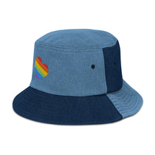 Rainbow Heart Denim Bucket Hat